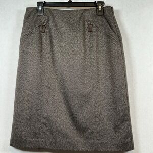 Coldwater‎ Creek Zip Detail Pencil Skirt Brown Women's Size 8